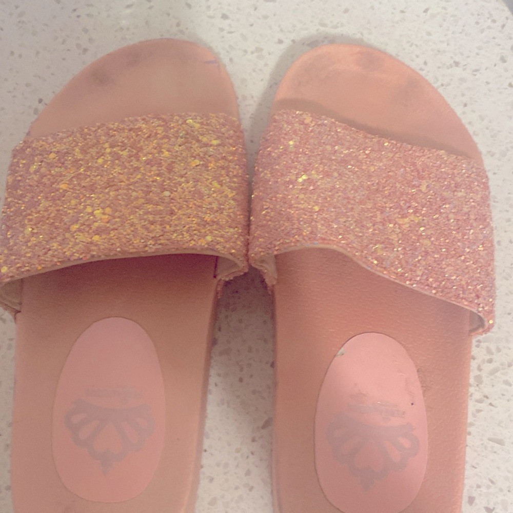 Pink glitter, slides, size 6 Fergalicious.